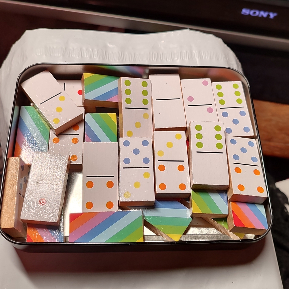Rainbow Domino Set in Tin Box
